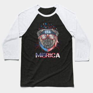 Cute Dog Merica Memorial Day Patriot Baseball T-Shirt